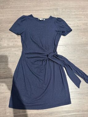 Boden Navy Side-Tie Short Sleeve Mini Dress